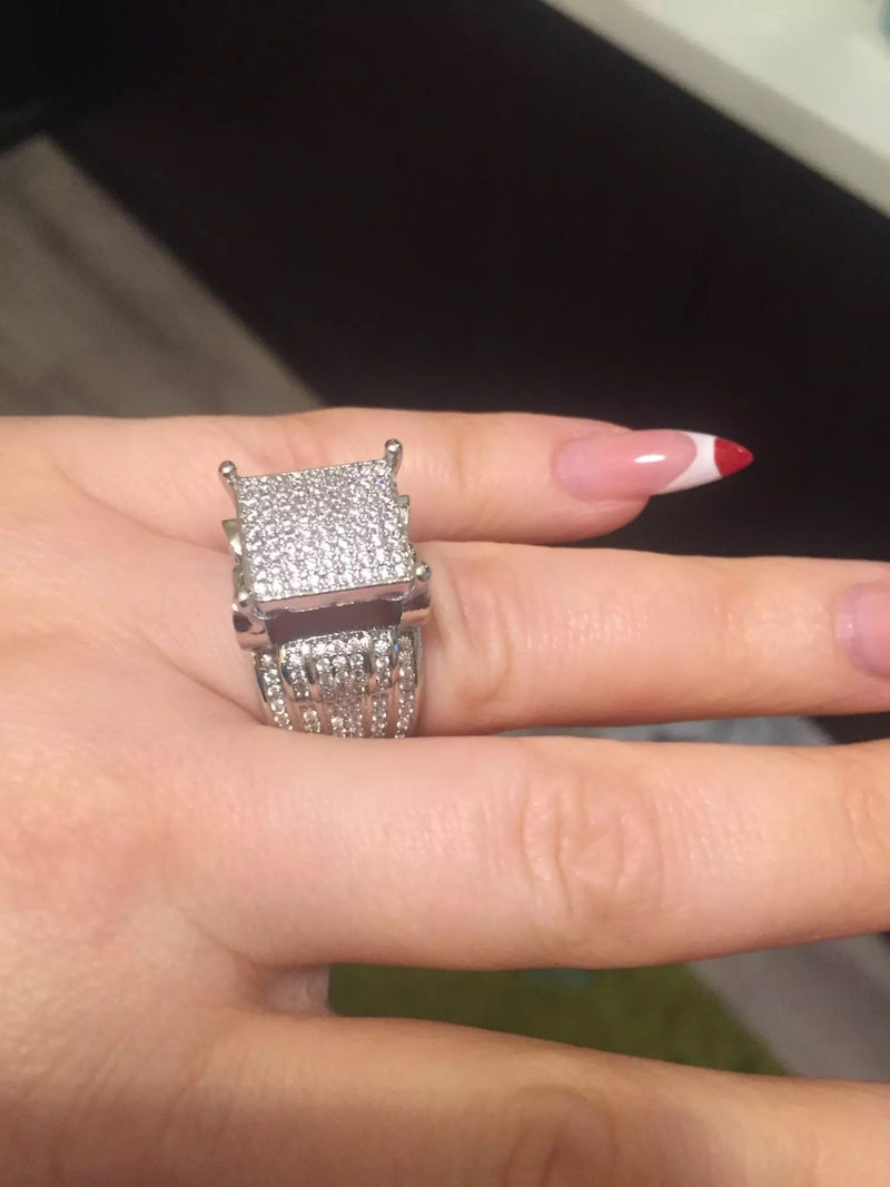 Square Cluster Ring 18K Silver Plated - Boujee Collection By Jeneen