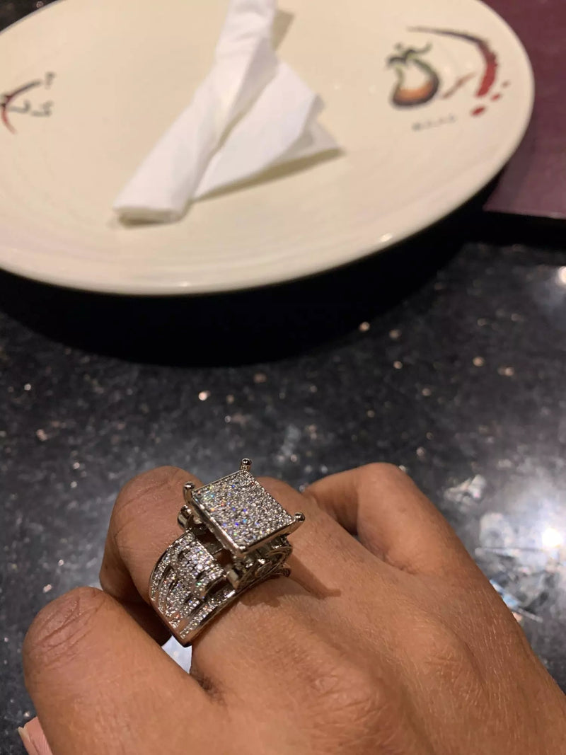 Square Cluster Ring 18K Silver Plated - Boujee Collection By Jeneen