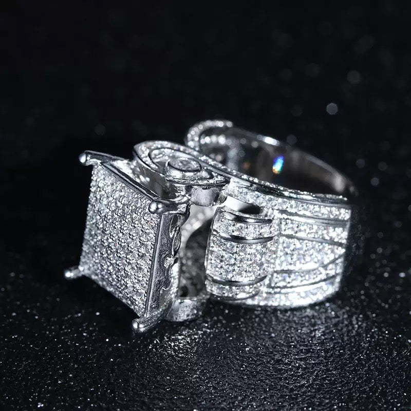 Square Cluster Ring 18K Silver Plated - Boujee Collection By Jeneen