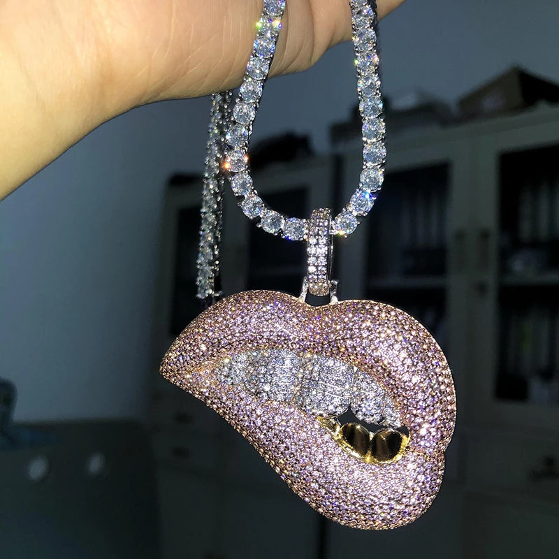 Diamond Lip Tennis Necklace - Boujee Collection By Jeneen