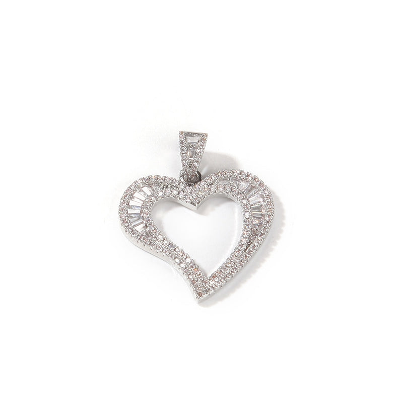 Small Hollow Heart Baguette Bling Iced Out Pendant - Boujee Collection By Jeneen