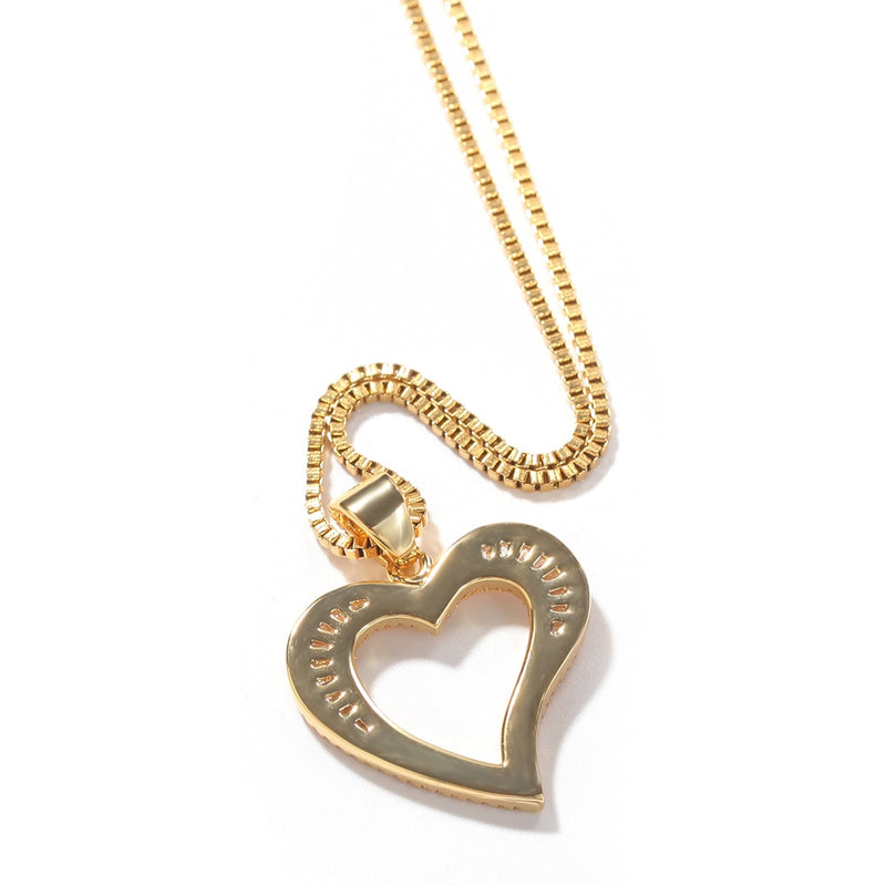 Small Hollow Heart Baguette Bling Iced Out Pendant - Boujee Collection By Jeneen